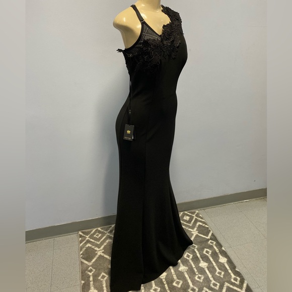 NWT Lotus Threads NYC One Shoulder Gown In Black Size 4 (Style 61490) - Picture 4 of 9
